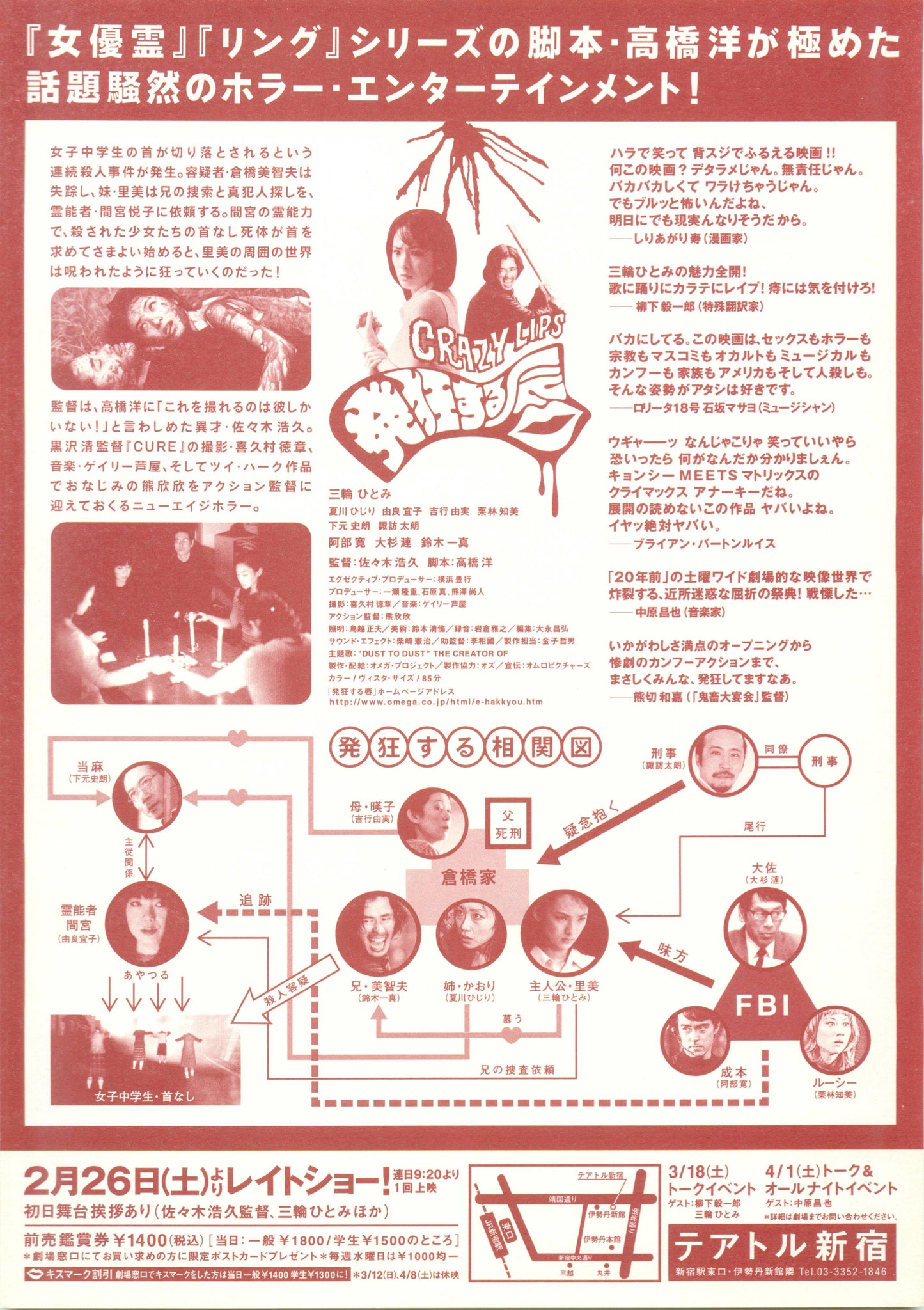 Crazy Lips Japanese Chirashi Mini Ad-Flyer Poster 2000