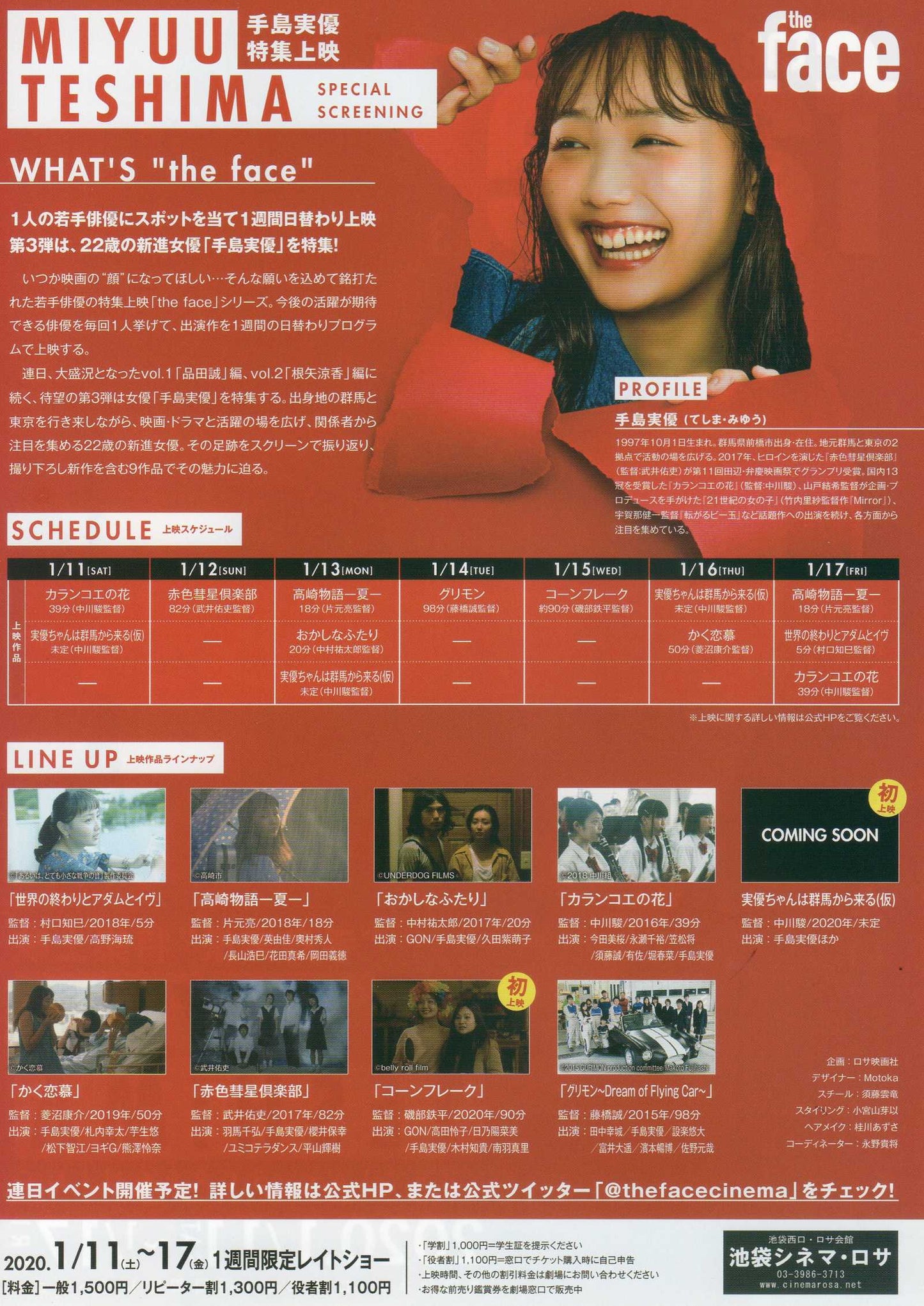 Miyuu Teshima Screening Japanese Chirashi Mini Ad-Flyer Poster 2020