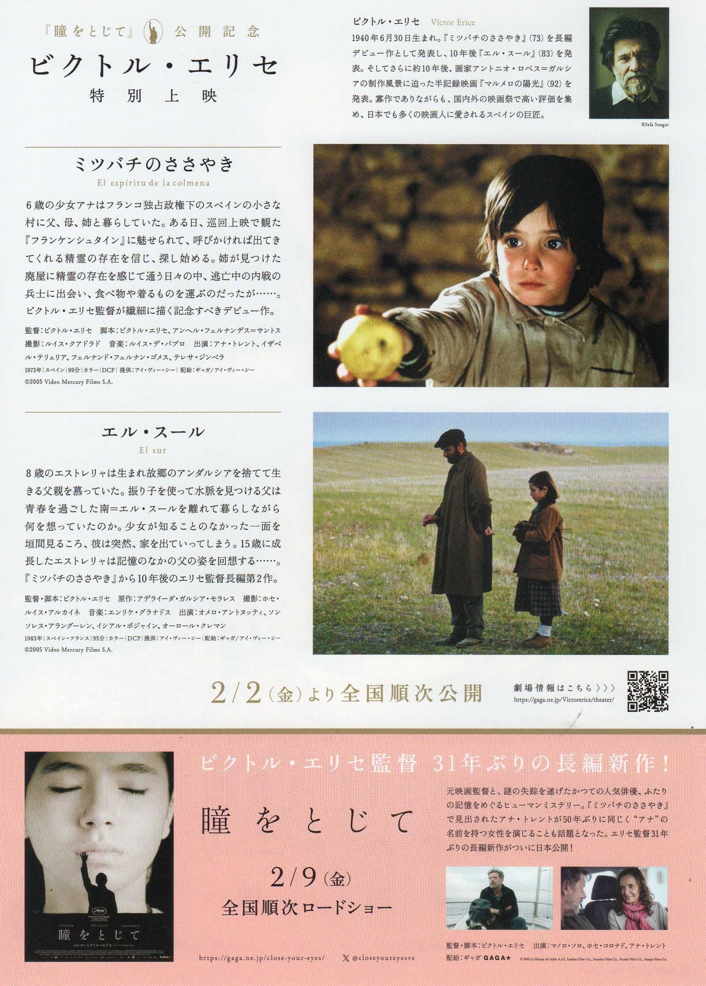 Victor Erice Japanese Chirashi Mini Ad-Flyer Poster 2023 Sur Colmena Close your