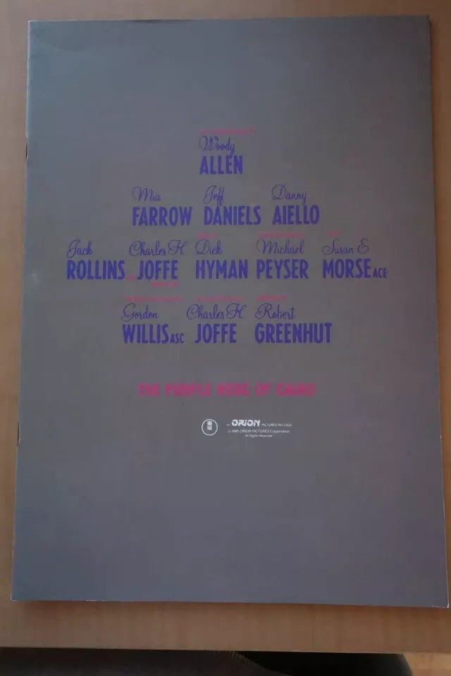 The Purple Rose of Cairo Japanese Movie Program Pamphlet 1985 Woody Allen