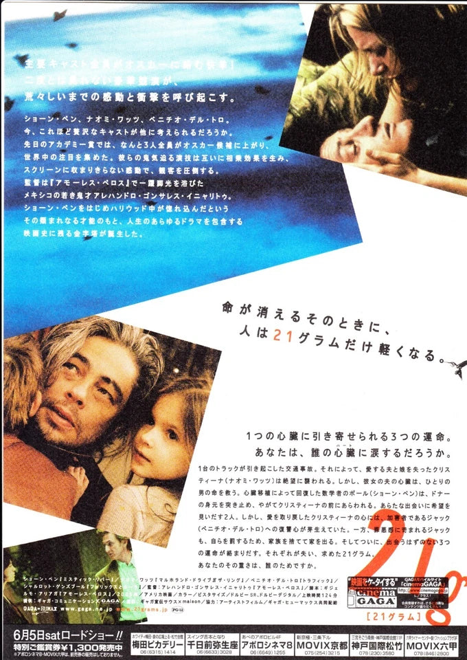 21 Grams Japanese Chirashi Mini Ad-Flyer Poster 2003 C