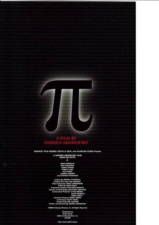 Pi Japanese Chirashi Mini Ad-Flyer Poster 1998 A Aranofski