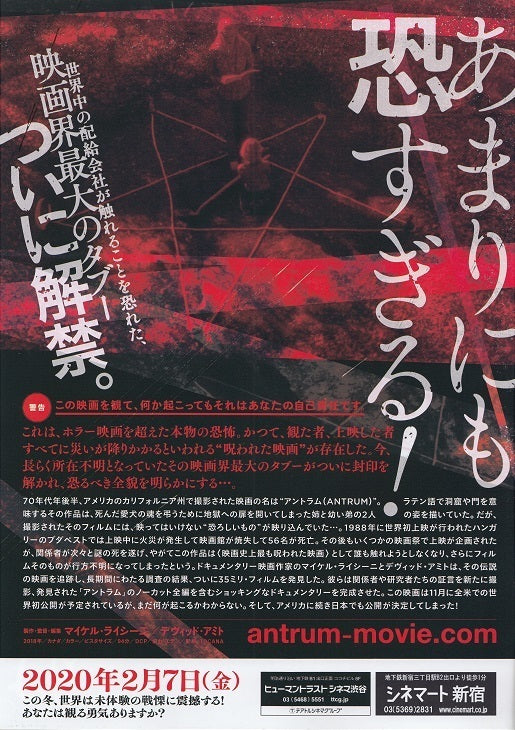 Antrum The Deadliest Film Japanese Chirashi Mini Ad-Flyer Poster 2018 A