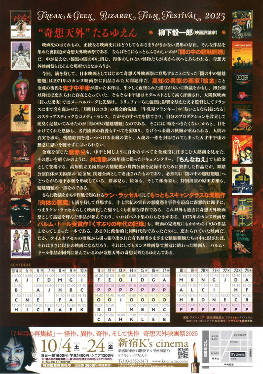 Bizarre Film Festival Japanese Chirashi Mini Ad-Flyer Poster 2025 4p