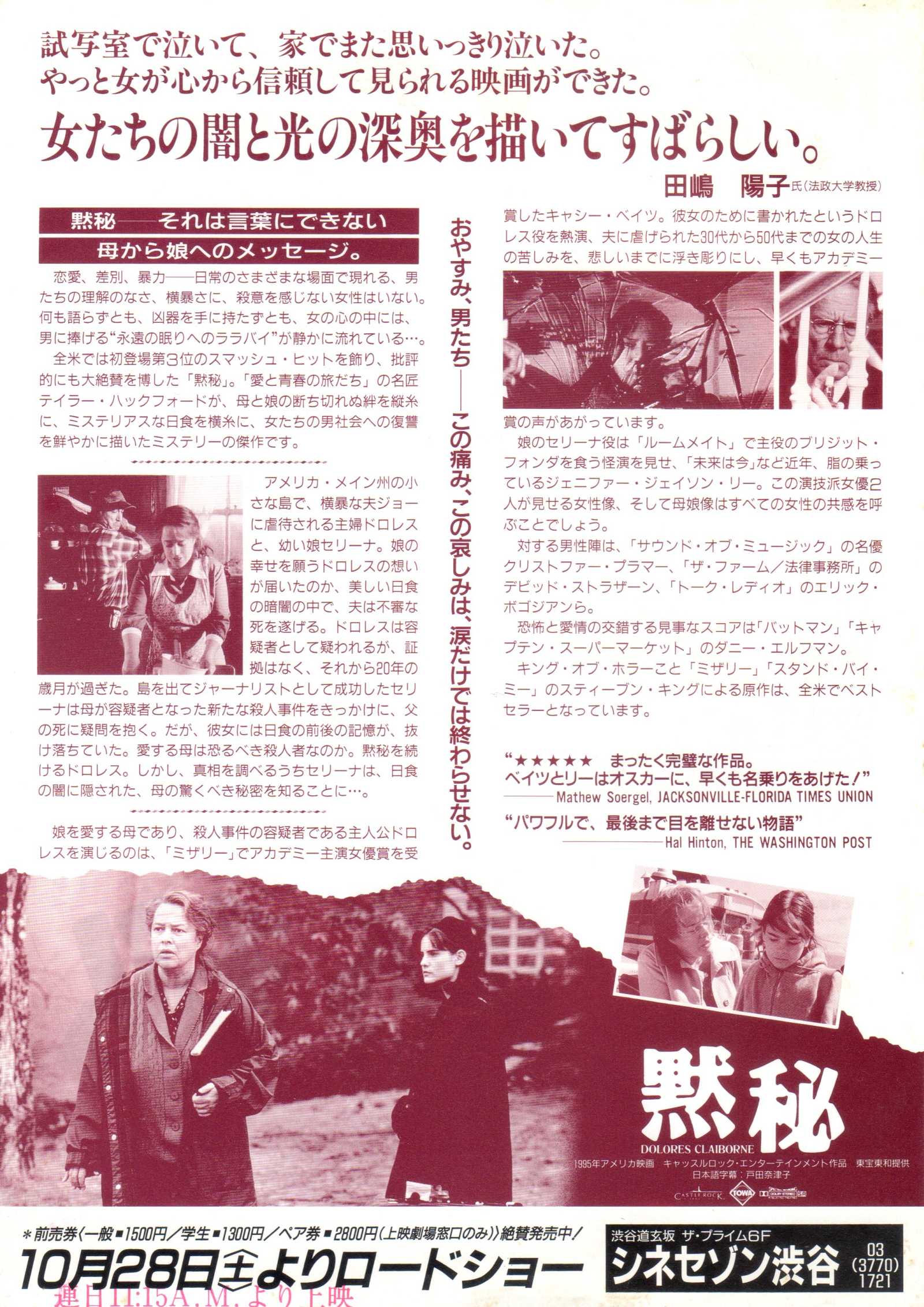 Dolores Claiborne Japanese Chirashi Mini Ad-Flyer Poster 1995