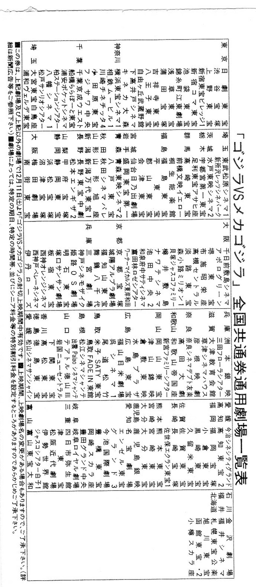 Godzilla Vs Mechagodzilla 2 Japanese Cinema Ticket Stub 1993