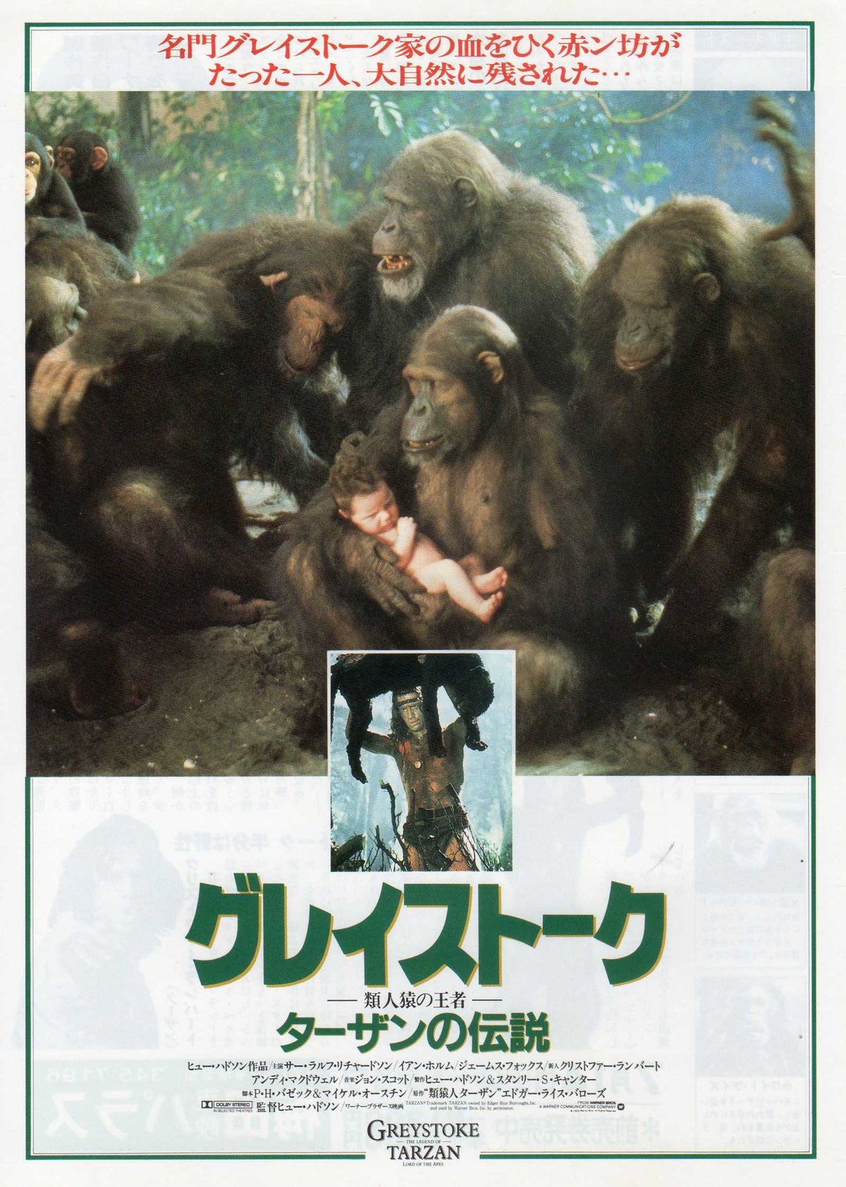 Greystoke The Legend Tarzan Japanese Chirashi Mini Ad-Flyer Poster 1984