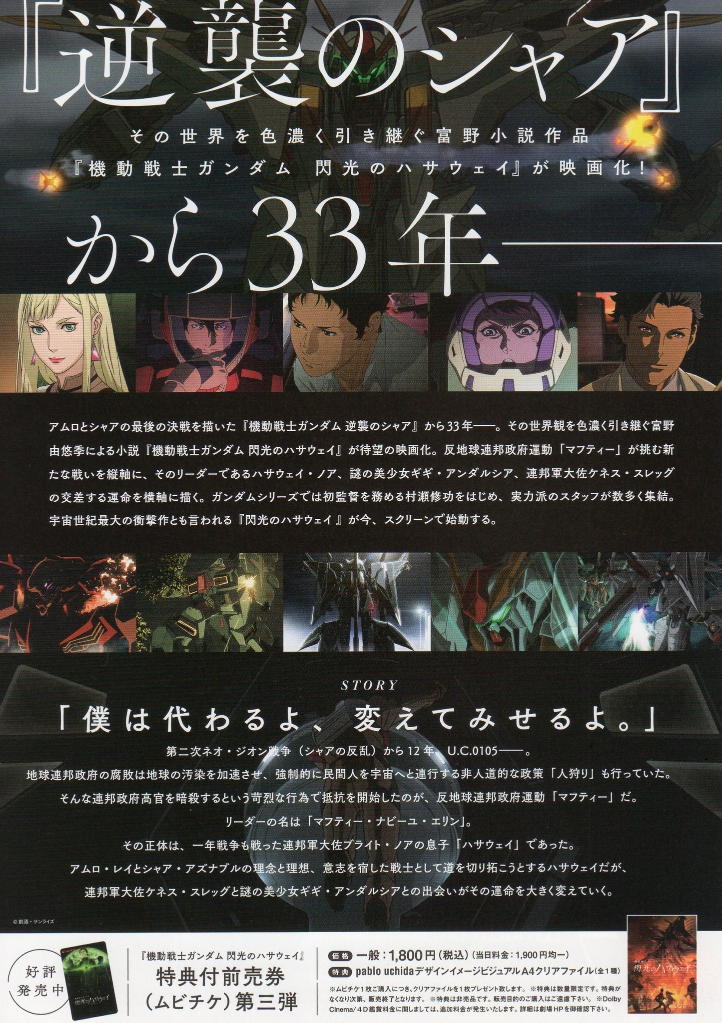 Gundam Hathaway Japanese Anime Chirashi Mini Ad-Flyer Poster 2021