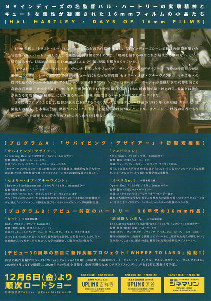 Hal Hartley Retrospective Japanese Chirashi Mini Ad-Flyer Poster 2020