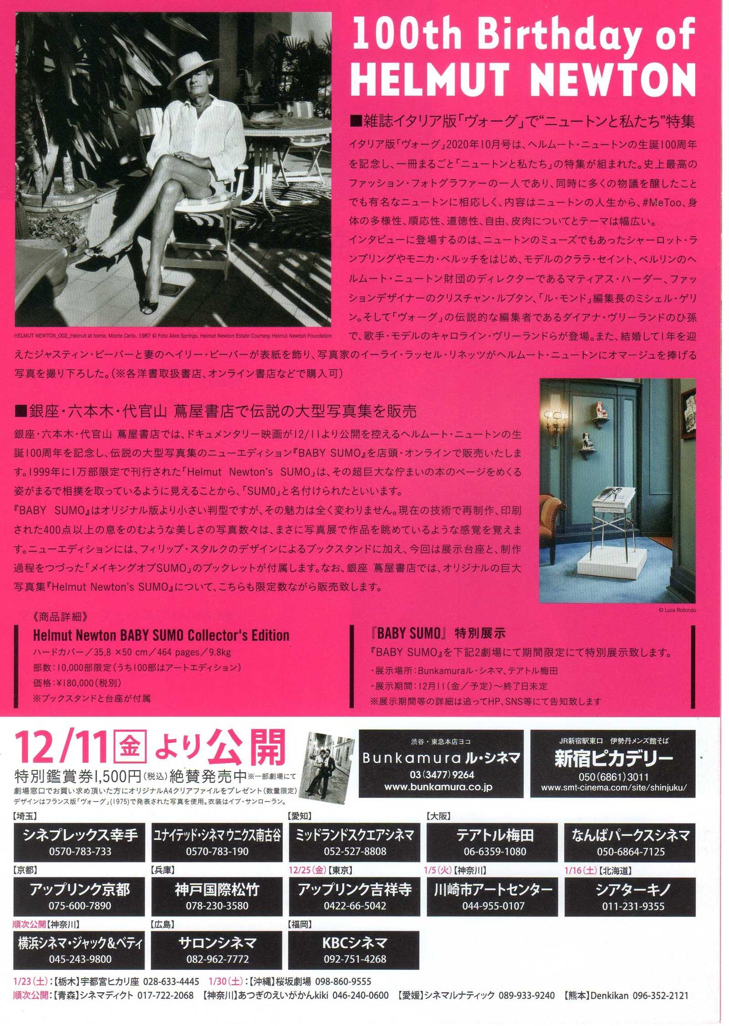 Helmut Newton Bad And The Beautiful Japanese Chirashi Mini Ad-Flyer Poster 2020 4p
