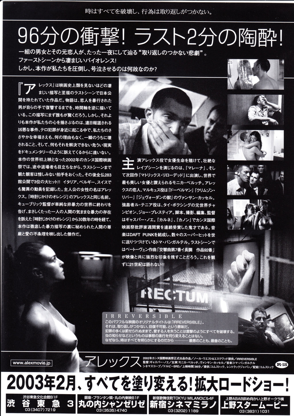 Irreversible Japanese Chirashi Mini Ad-Flyer Poster 2002
