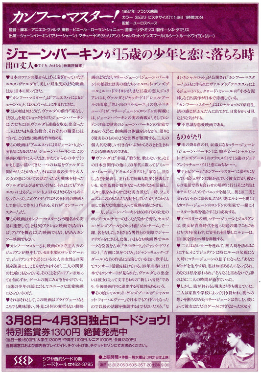 Kung-Fu Master Japanese Chirashi Mini Ad-Flyer Poster 1988