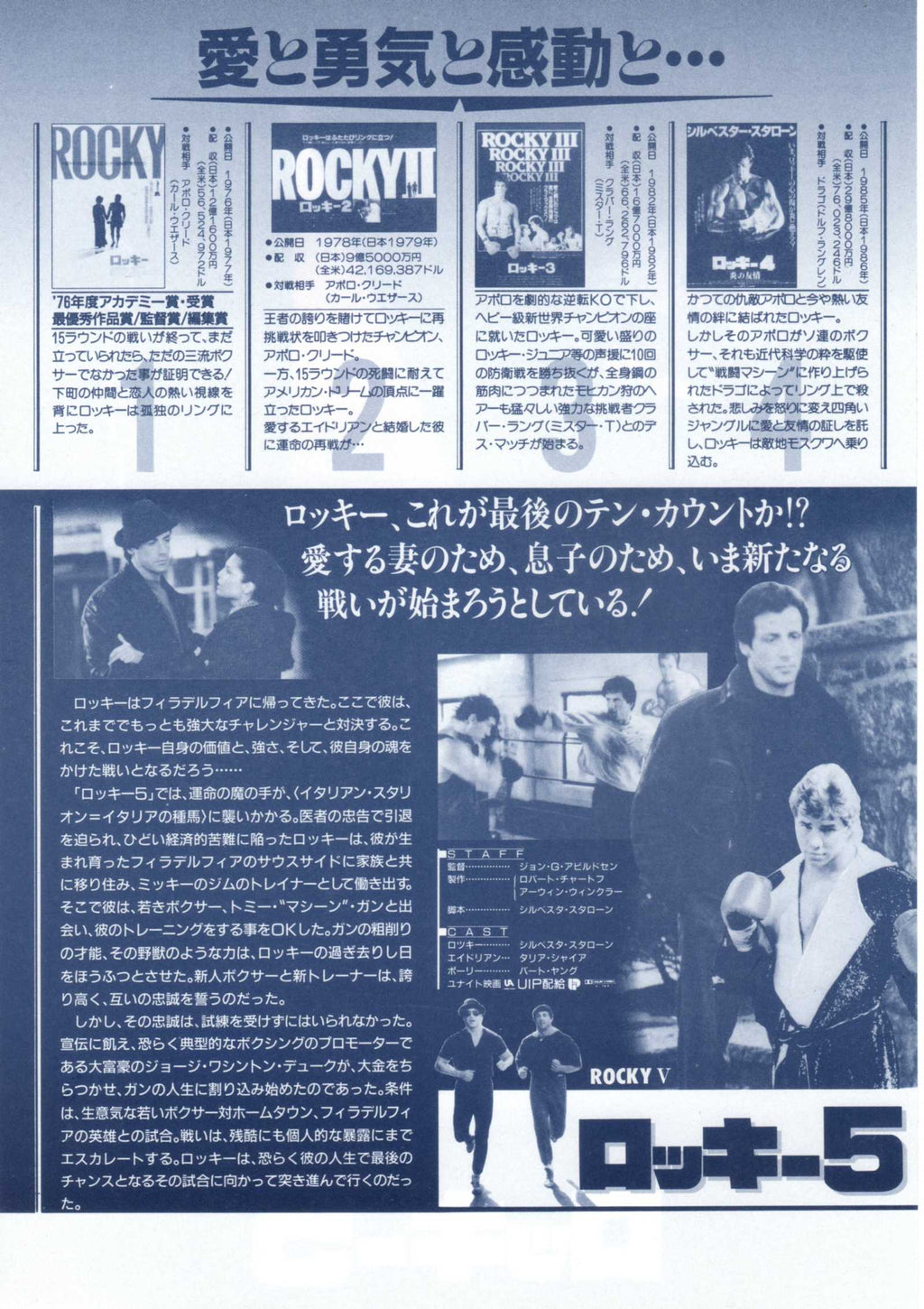 Rocky V 5 Japanese Chirashi Mini Ad-Flyer Poster 1990