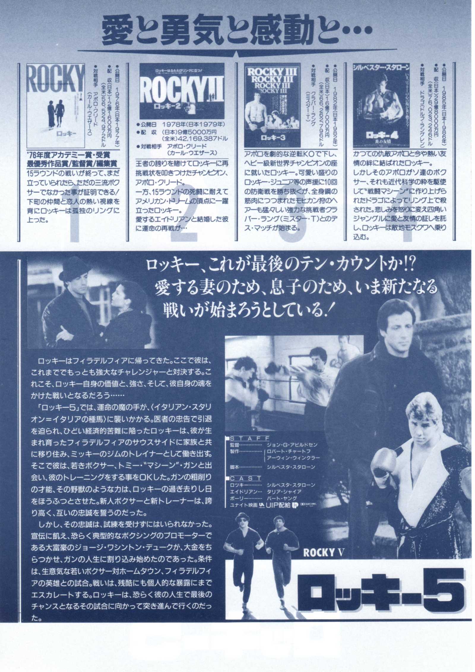 Rocky V 5 Japanese Chirashi Mini Ad-Flyer Poster 1990