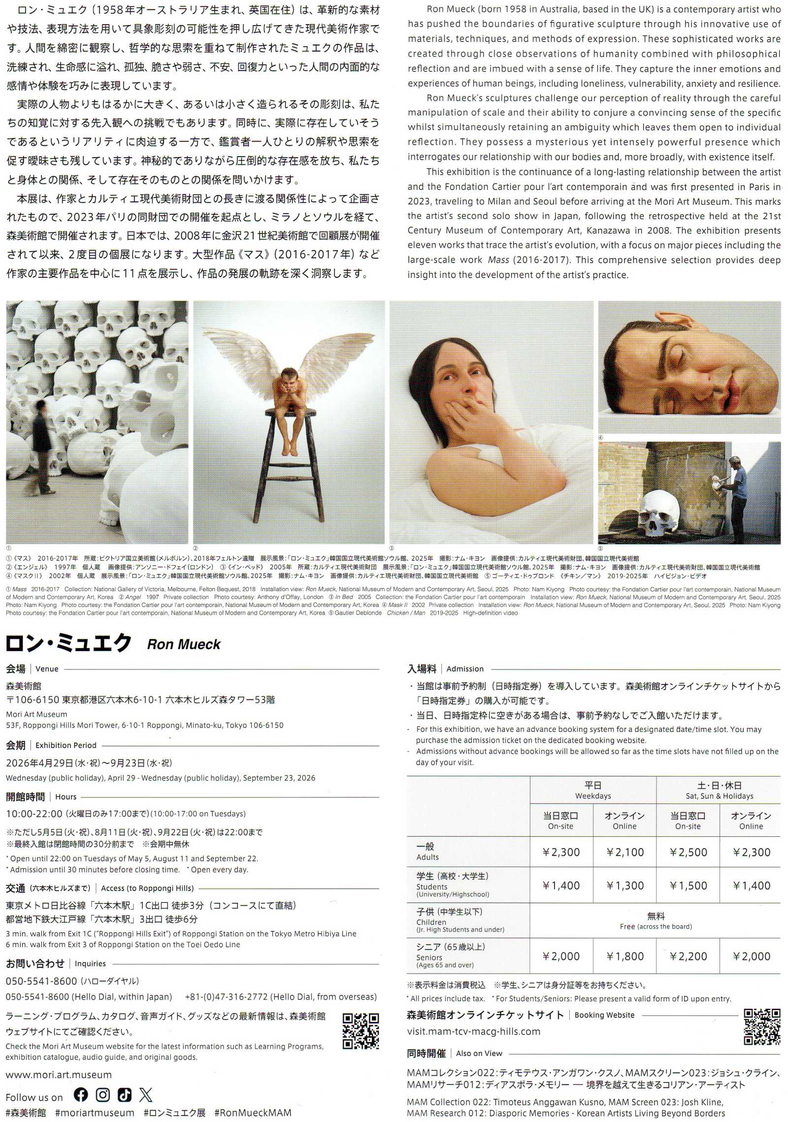 Ron Mueck Exhibition Japanese Chirashi Mini Ad-Flyer Poster 2026 A4