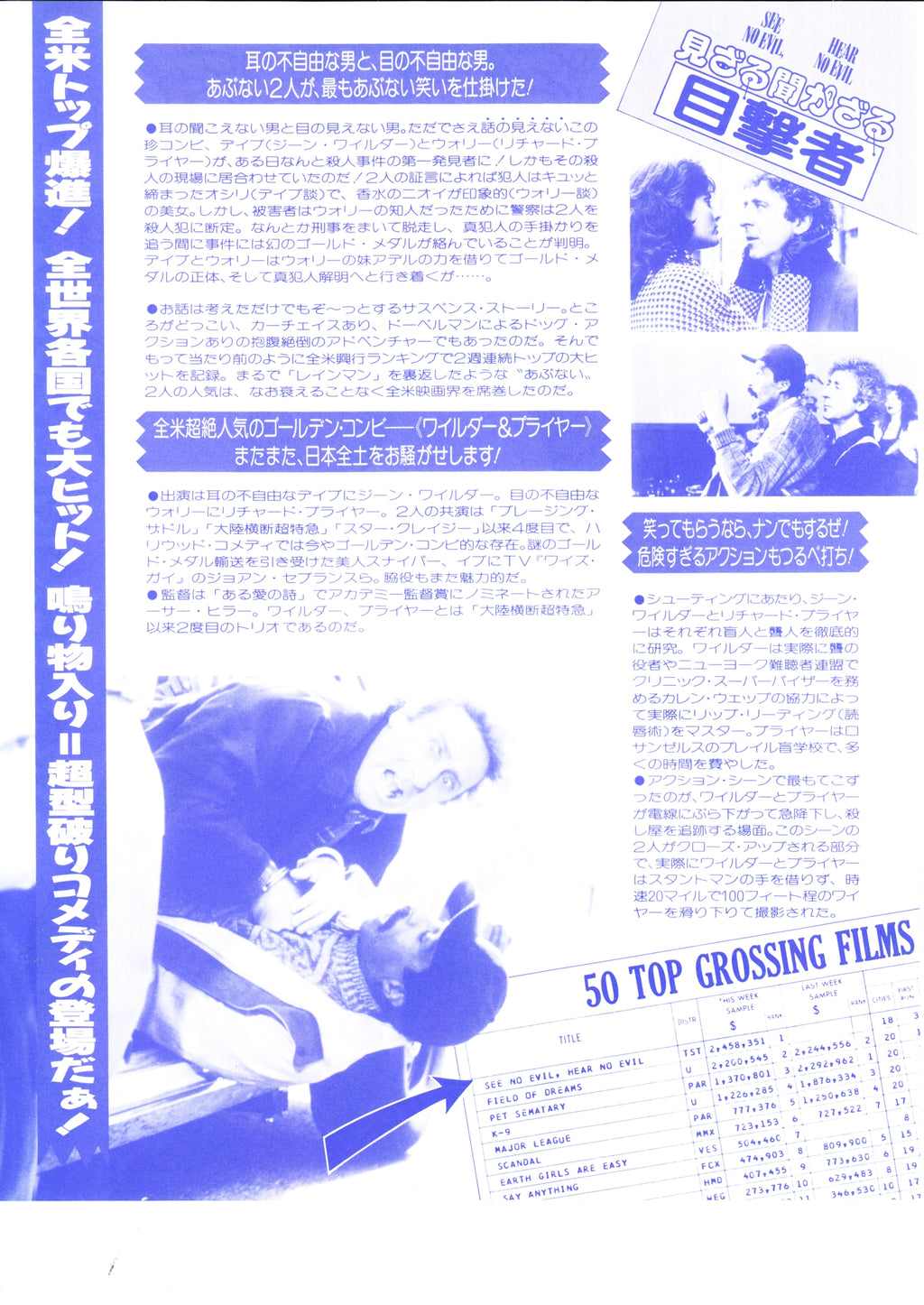 See No Evil Hear No Evil Japanese Chirashi Mini Ad-Flyer Poster 1989