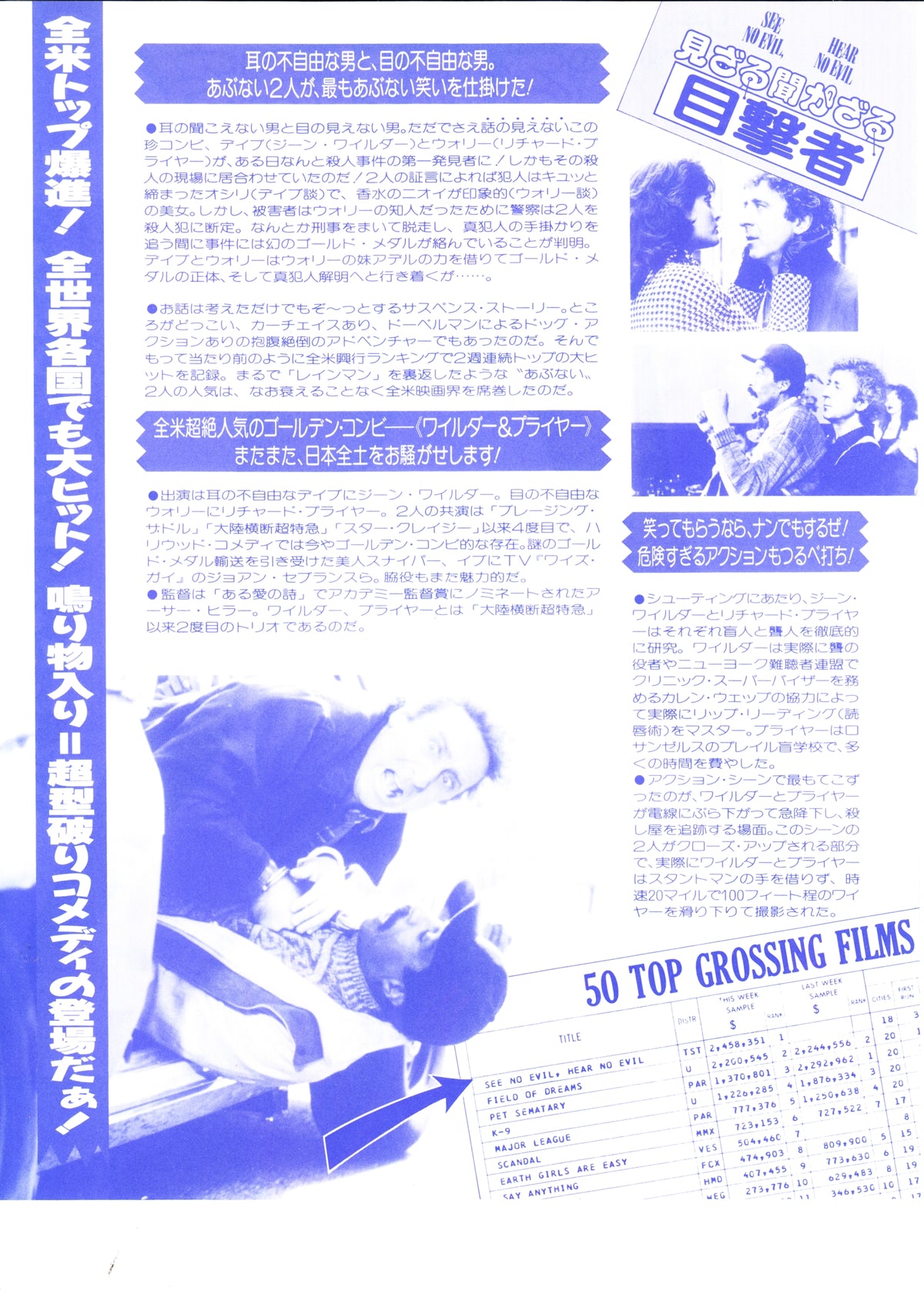 See No Evil Hear No Evil Japanese Chirashi Mini Ad-Flyer Poster 1989