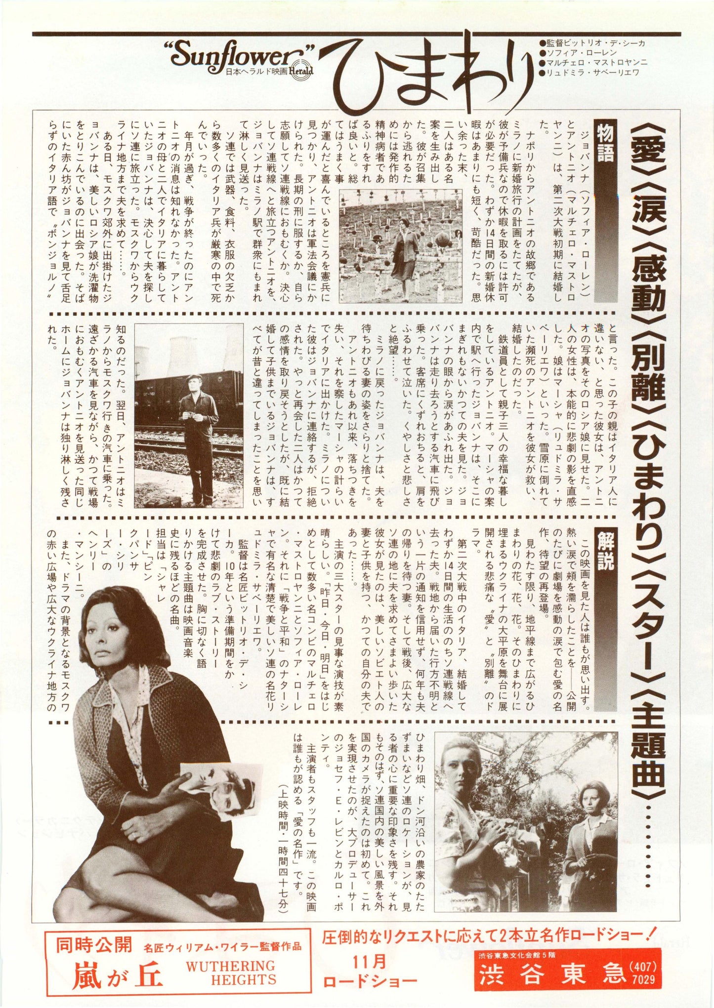 I Girasoli - Sunflower Japanese Chirashi Mini Ad-Flyer Poster 1970