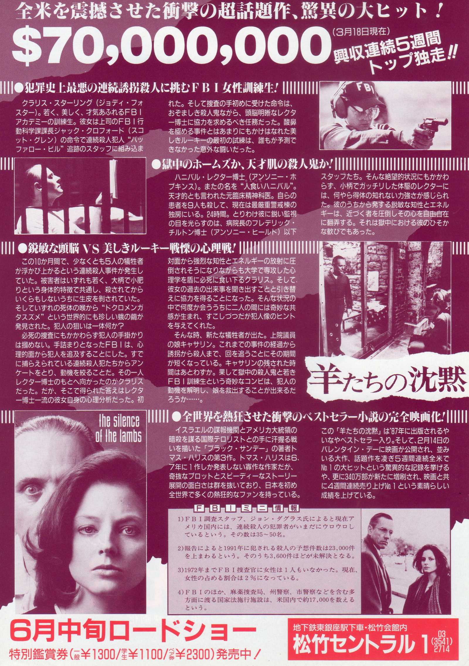 The Silence of The Lambs Japanese Chirashi Mini Ad-Flyer Poster 1991 *