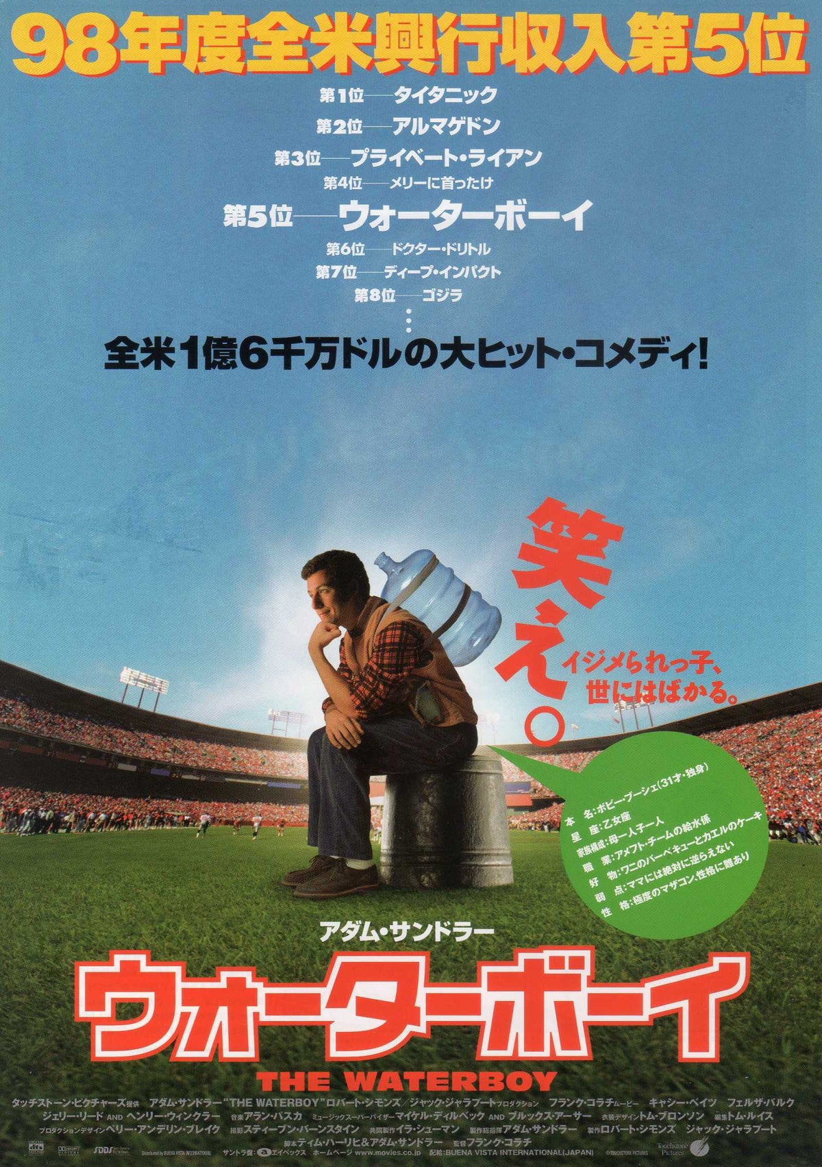 The Waterboy Japanese Chirashi Mini Ad-Flyer Poster 1998