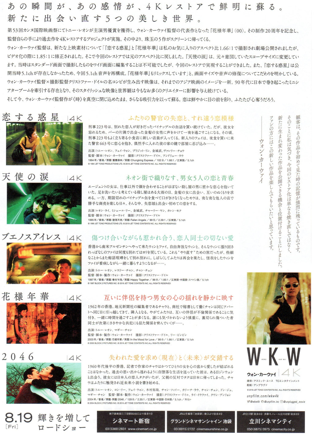 Wong Kar Wai 4k Retrospective Japanese Chirashi Mini Ad-Flyer Poster 2022