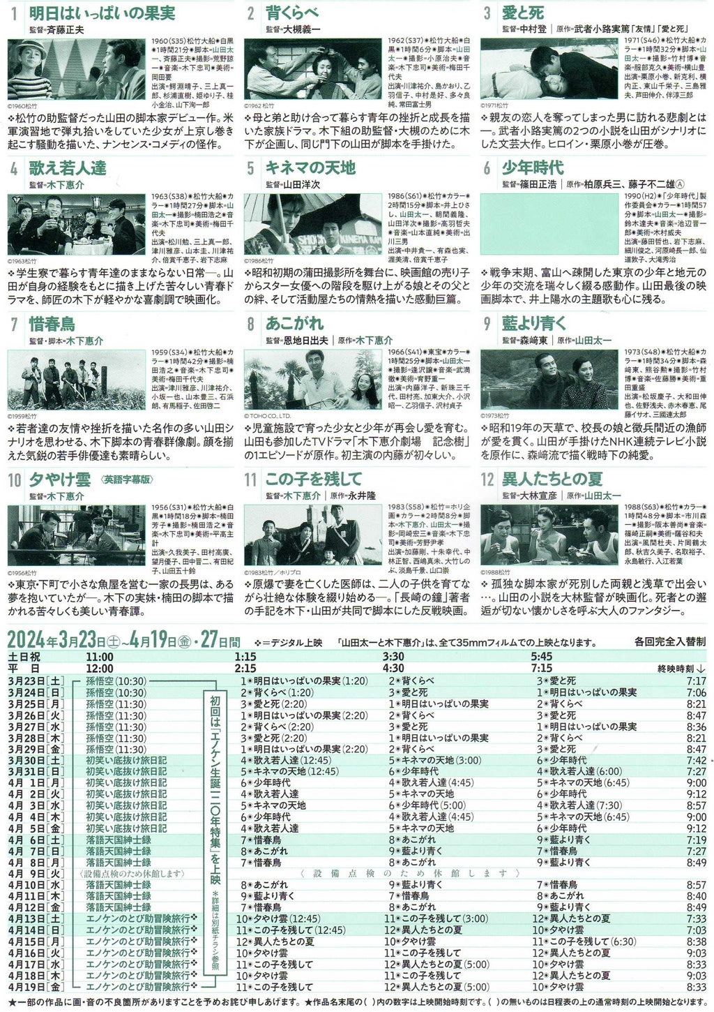 Yamada Kinoshita Retrospective Japanese Chirashi Mini Ad-Flyer Poster 2024