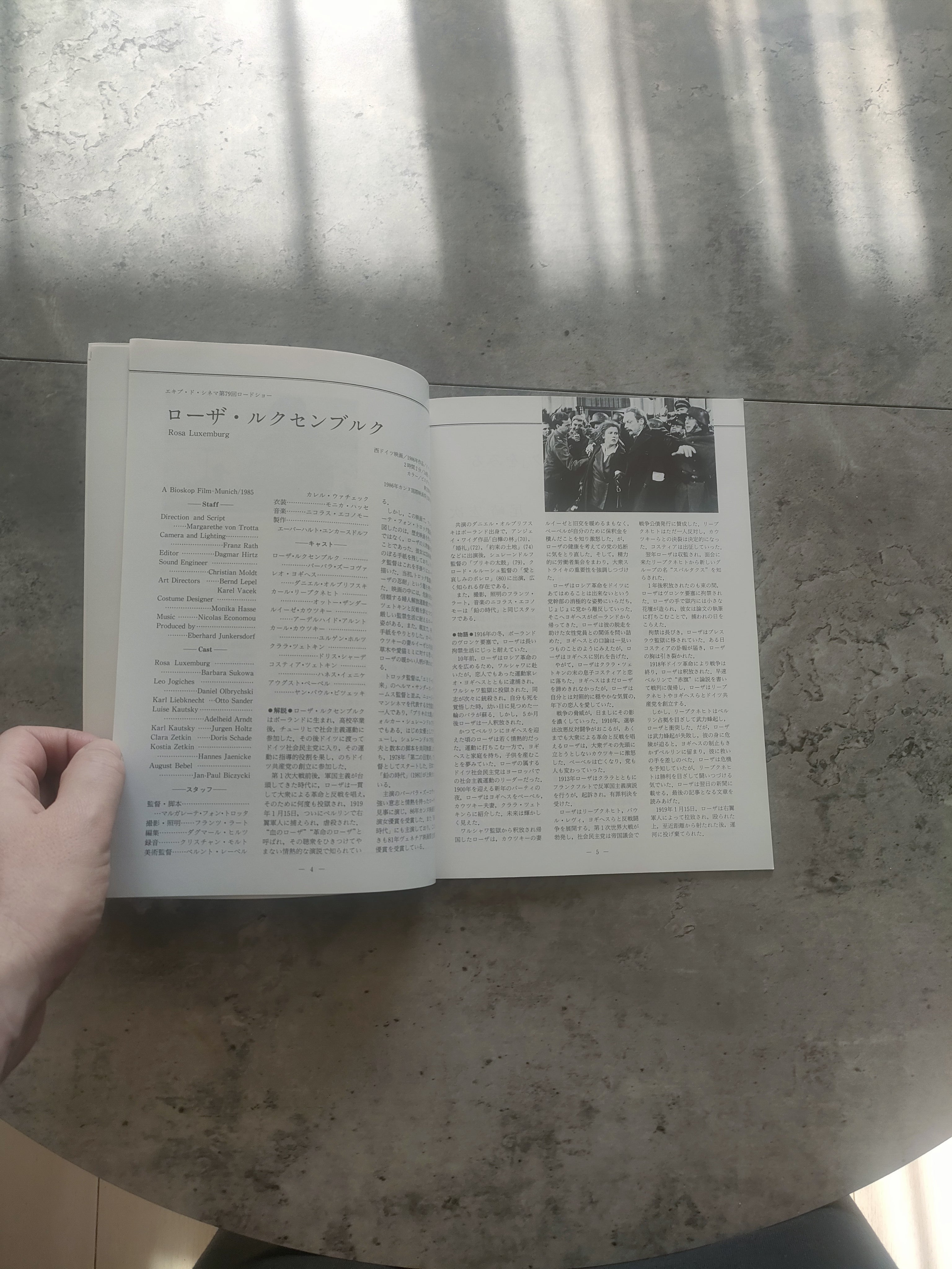 Rosa Luxemburg Japanese Movie Program Pamphlet 1986