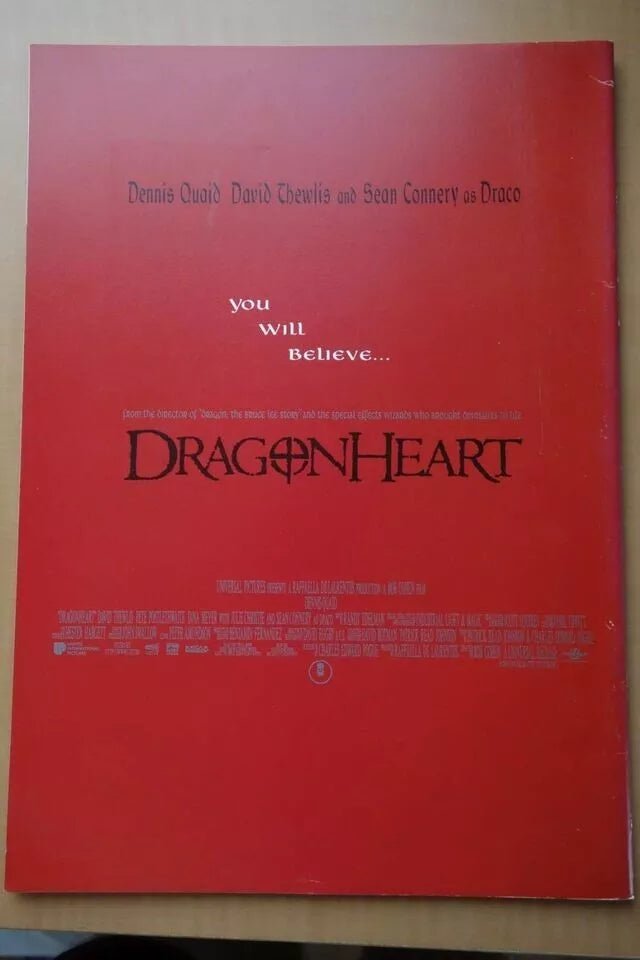 Dragonheart Japanese Movie Program Pamphlet 1996