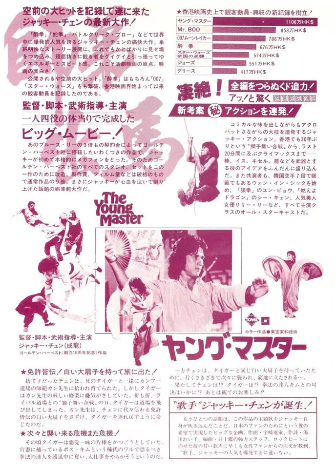 The Young Master Japanese Chirashi Mini Ad-Flyer Poster 1980 Jackie Chan